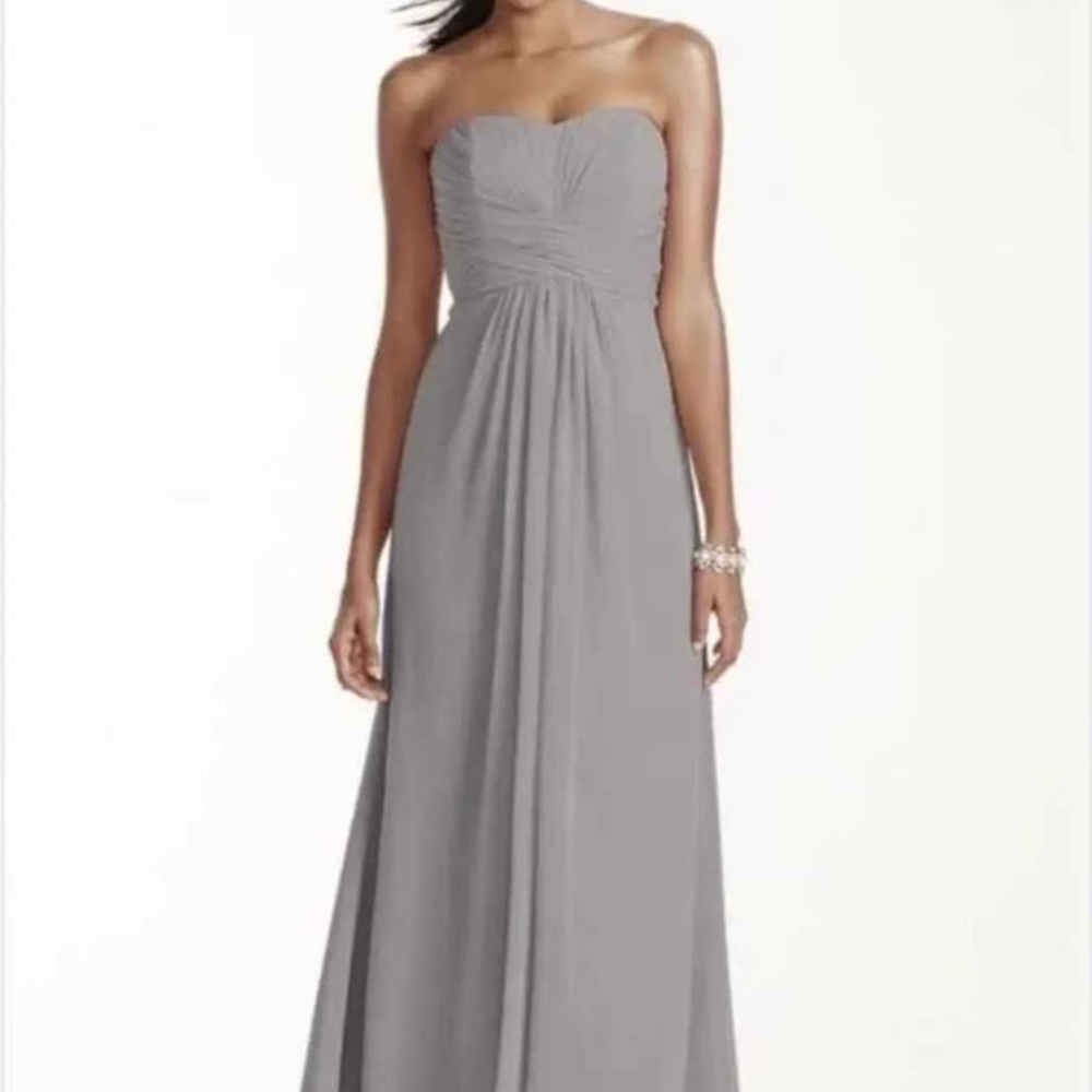 Elegant Gray Strapless Bridesmaid Dress Davids Bridal